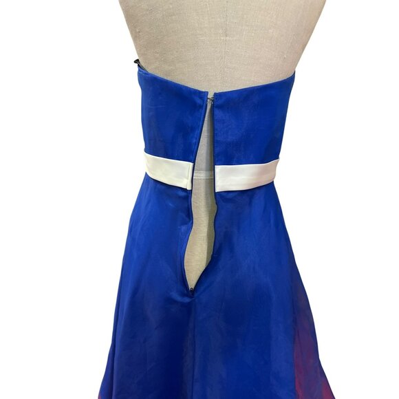 Alfred Angelo Strapless Blue Chiffon A-Line Dress Sash Rose Detail Bridesmaid Pr - Picture 7 of 8